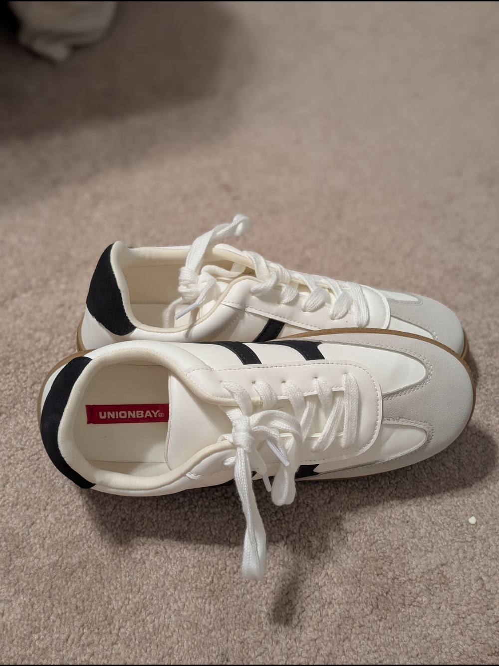 UNIONBAY Women's White Athletic Sneakers with Black Accents- New!